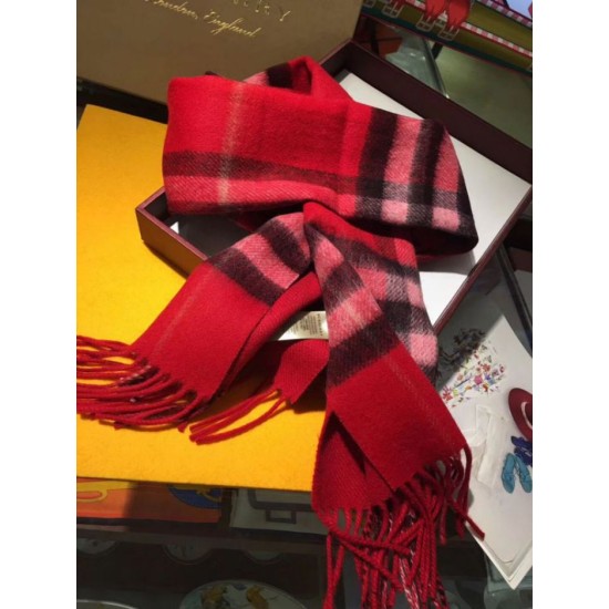 Pari replica Sciarpa Burberry classica in cashmere double face 30 x 168 rossa imitazioni perfette