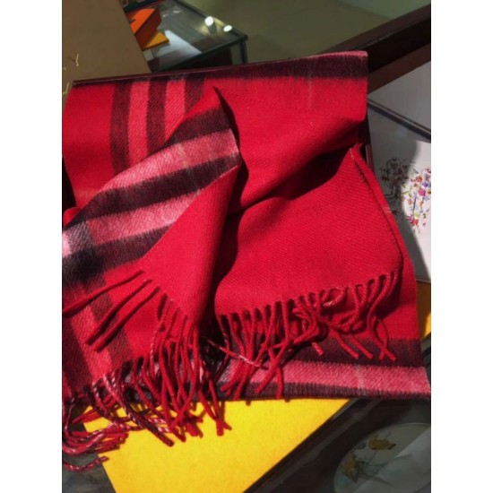 Pari replica Sciarpa Burberry classica in cashmere double face 30 x 168 rossa imitazioni perfette