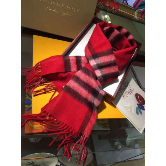 Pari replica Sciarpa Burberry classica in cashmere double face 30 x 168 rossa imitazioni perfette