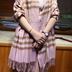 Alta gamma replica Scialle in cashmere con motivo check classico Burberry 70 x 200 rosa imitazioni perfette