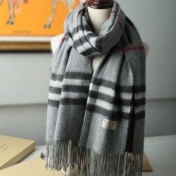 Scialle in cashmere con motivo check classico Burberry 70 x 200 grigio imitazioni perfette