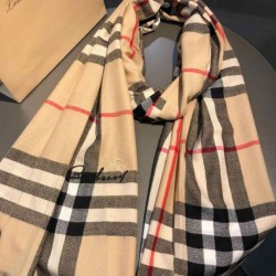 Alta gamma replica Scialle in cashmere con motivo check classico Burberry 70 x 220 marrone imitazioni perfette