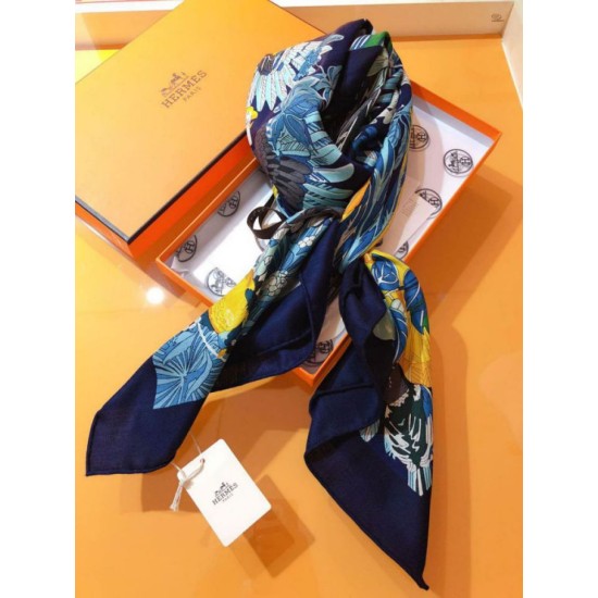 Replica Scialle in seta cashmere paesaggio Hermes 140 blu Outlet Scialle in seta cashmere paesaggio Hermes 140 blu imitazioni perfette