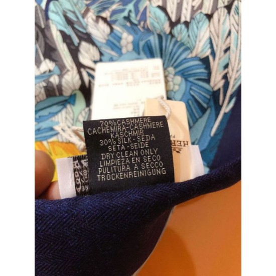 Replica Scialle in seta cashmere paesaggio Hermes 140 blu Outlet Scialle in seta cashmere paesaggio Hermes 140 blu imitazioni perfette