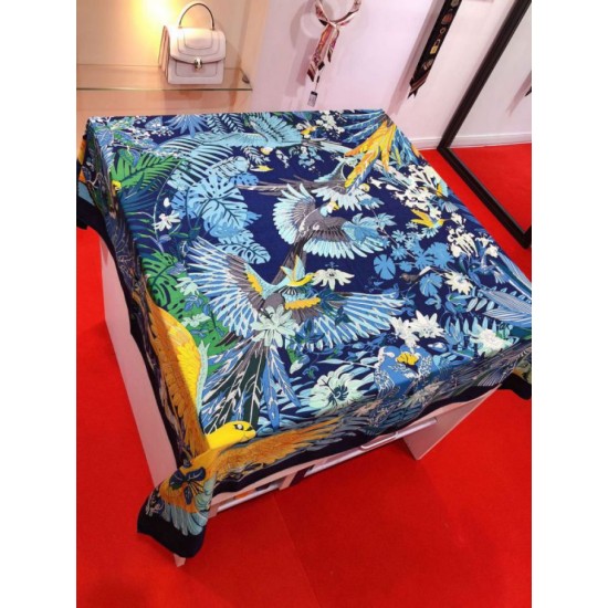 Replica Scialle in seta cashmere paesaggio Hermes 140 blu Outlet Scialle in seta cashmere paesaggio Hermes 140 blu imitazioni perfette