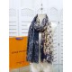 Dettagli perfetti Sciarpa Giant Pop Monogram Cashmere Blu imitazioni perfette