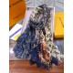Dettagli perfetti Sciarpa Giant Pop Monogram Cashmere Blu imitazioni perfette