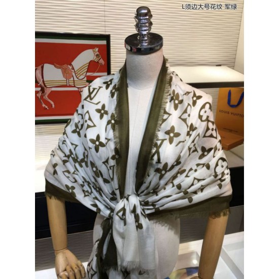 Replica Edge Pattern Monogram Cashmere Schawl Beige Outlet Edge Pattern Monogram Cashmere Schawl Beige imitazioni perfette