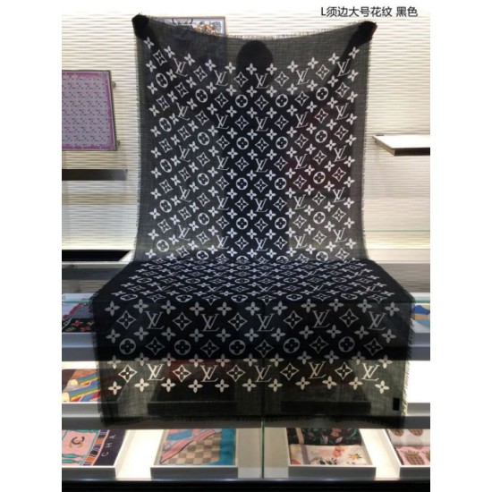 Monogram Schawl Motivo a bordi neri Schawl nero imitazioni perfette