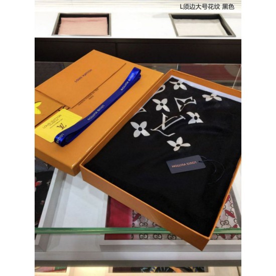 Monogram Schawl Motivo a bordi neri Schawl nero imitazioni perfette