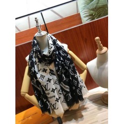 Monogram Supreme Cashmere Silk Schawl Nero / Bianco