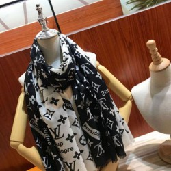 Replica falso Monogram Supreme Cashmere Silk Schawl Nero / Bianco Outlet falso Monogram Supreme Cashmere Silk Schawl Nero / Bianco imitazioni perfette