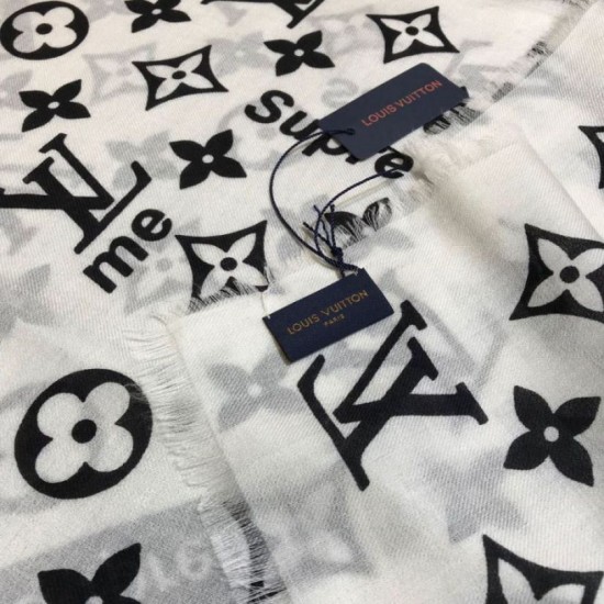 Replica falso Monogram Supreme Cashmere Silk Schawl Nero / Bianco Outlet falso Monogram Supreme Cashmere Silk Schawl Nero / Bianco imitazioni perfette