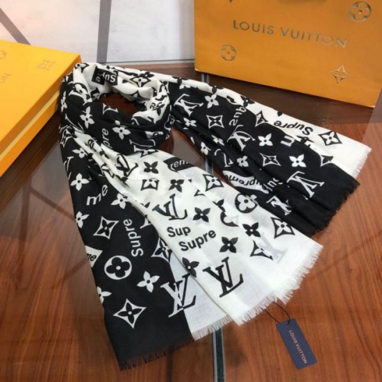 Replica falso Monogram Supreme Cashmere Silk Schawl Nero / Bianco Outlet falso Monogram Supreme Cashmere Silk Schawl Nero / Bianco imitazioni perfette