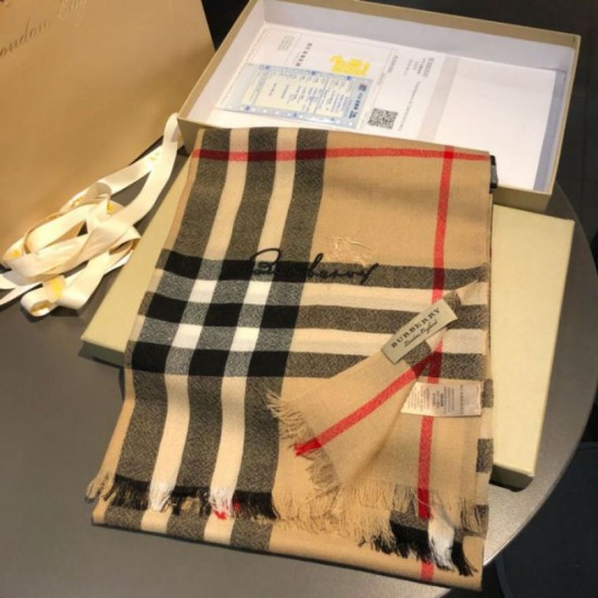 Alta gamma replica Scialle in cashmere con motivo check classico Burberry 70 x 220 marrone imitazioni perfette