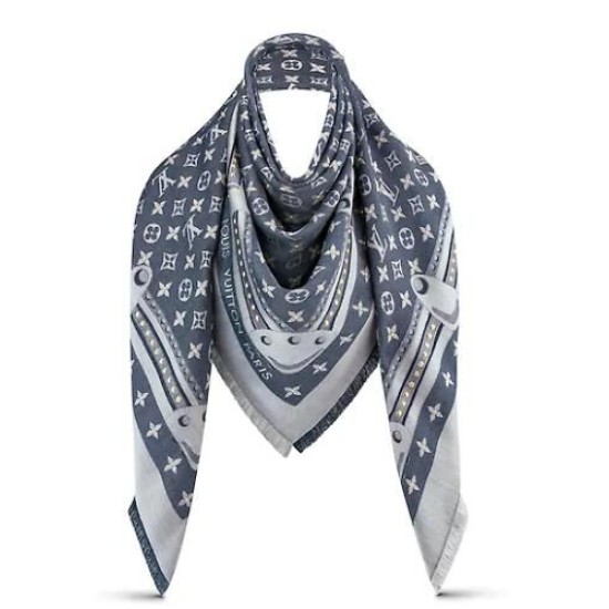 Dettagli perfetti Scialle Monogram Studdy Denim 140 M73698 imitazioni perfette