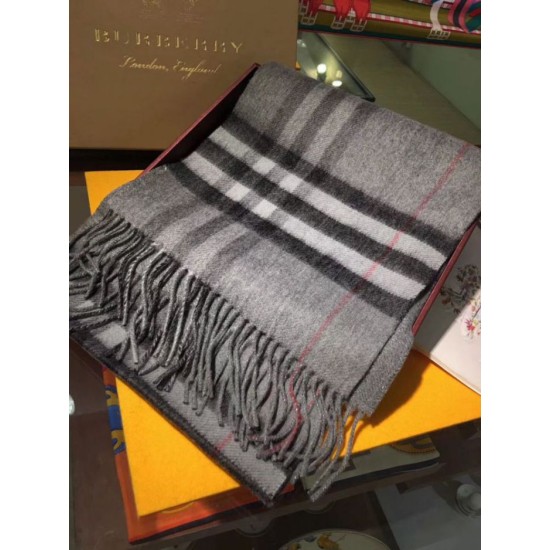 replica Sciarpa Burberry Classic double face in cashmere 30 x 168 grigio imitazioni perfette