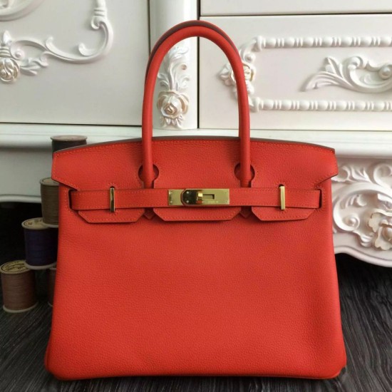 Borse Hermes Birkin 30cm 35CM in pelle arancione Clemence imitazioni perfette