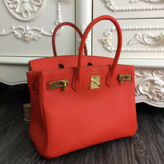 Borse Hermes Birkin 30cm 35CM in pelle arancione Clemence imitazioni perfette