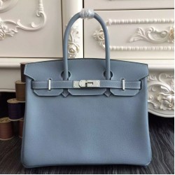 Borse Hermes Birkin 30cm 35CM in pelle blu Lin Clemence imitazioni perfette