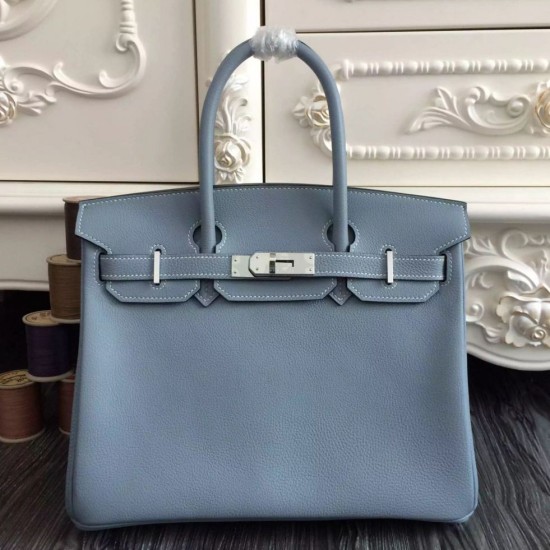 Replica Borse Hermes Birkin 30cm 35CM in pelle blu Lin Clemence Borse Hermes Birkin 30cm 35CM in pelle blu Lin Clemence imitazioni perfette