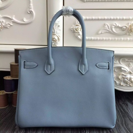 Replica Borse Hermes Birkin 30cm 35CM in pelle blu Lin Clemence Borse Hermes Birkin 30cm 35CM in pelle blu Lin Clemence imitazioni perfette