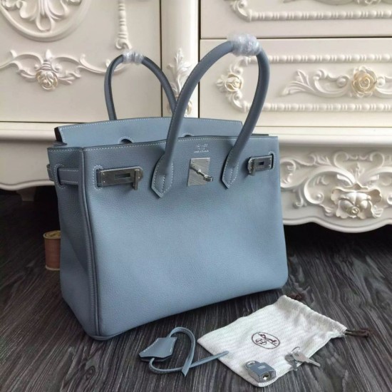 Replica Borse Hermes Birkin 30cm 35CM in pelle blu Lin Clemence Borse Hermes Birkin 30cm 35CM in pelle blu Lin Clemence imitazioni perfette