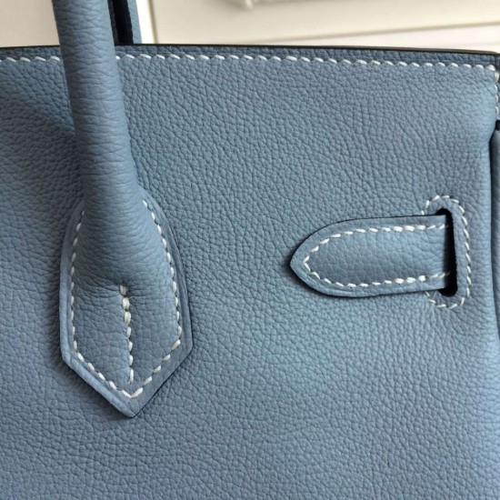 Replica Borse Hermes Birkin 30cm 35CM in pelle blu Lin Clemence Borse Hermes Birkin 30cm 35CM in pelle blu Lin Clemence imitazioni perfette