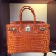 Replica Borse Hermes Birkin 30cm 35CM in pelle di coccodrillo arancione Borse Hermes Birkin 30cm 35CM in pelle di coccodrillo arancione imitazioni perfette
