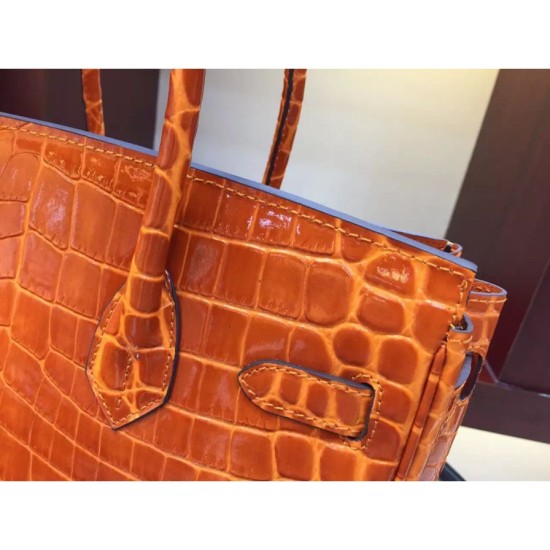 Replica Borse Hermes Birkin 30cm 35CM in pelle di coccodrillo arancione Borse Hermes Birkin 30cm 35CM in pelle di coccodrillo arancione imitazioni perfette
