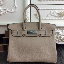 Borse Hermes Birkin 30cm 35CM in pelle grigio Clemence imitazioni perfette