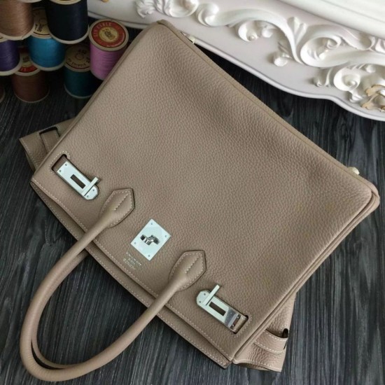 Borse Hermes Birkin 30cm 35CM in pelle grigio Clemence imitazioni perfette