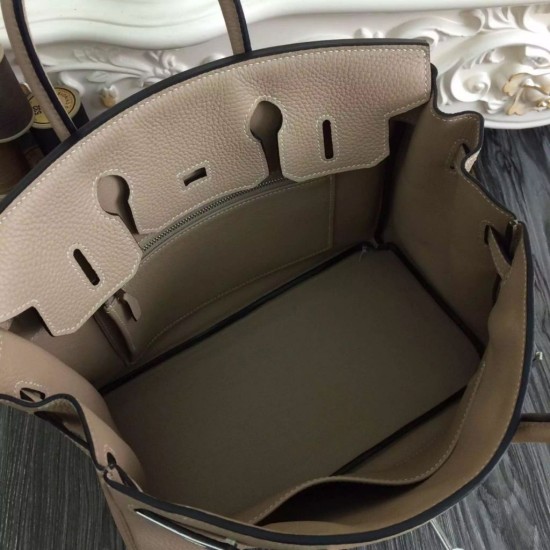 Borse Hermes Birkin 30cm 35CM in pelle grigio Clemence imitazioni perfette