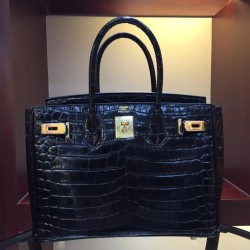 Borse Hermes Birkin 30cm 35CM in pelle nera di coccodrillo imitazioni perfette