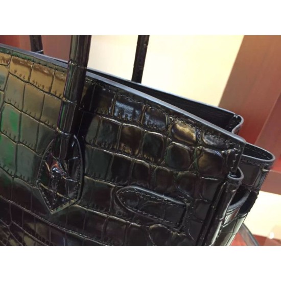 Borse Hermes Birkin 30cm 35CM in pelle nera di coccodrillo imitazioni perfette