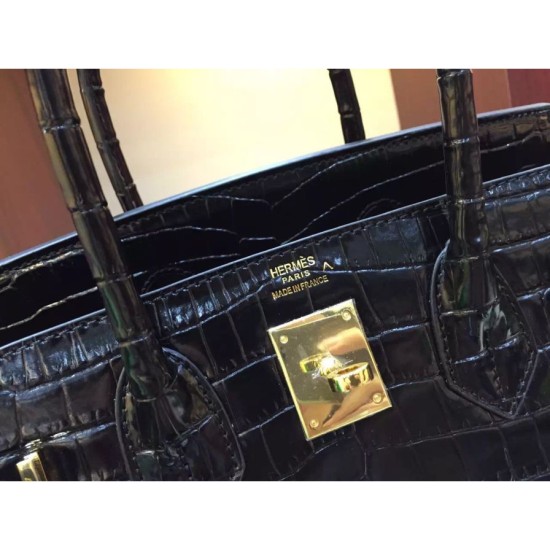 Borse Hermes Birkin 30cm 35CM in pelle nera di coccodrillo imitazioni perfette
