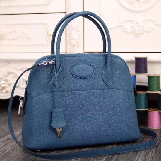 Riproduzione Fedele Borse Hermes Bolide Tote In Cuoio Blu imitazioni Replica Alta Qualità Borse Hermes Bolide Tote In Cuoio Blu