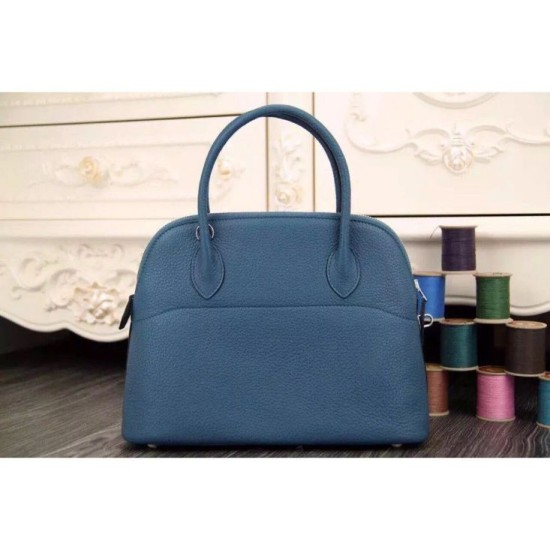 Riproduzione Fedele Borse Hermes Bolide Tote In Cuoio Blu imitazioni Replica Alta Qualità Borse Hermes Bolide Tote In Cuoio Blu