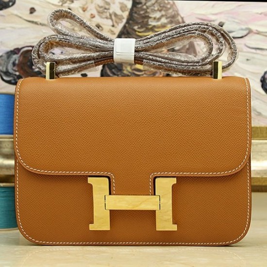 Riproduzione Fedele Borse Hermes Constance in pelle marrone Epsom imitazioni Replica Alta Qualità Borse Hermes Constance in pelle marrone Epsom