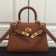 Riproduzione Fedele Borse Hermes Kelly 25cm in pelle marrone Clemence imitazioni Replica Alta Qualità Borse Hermes Kelly 25cm in pelle marrone Clemence