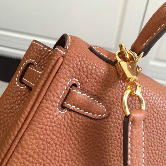 Riproduzione Fedele Borse Hermes Kelly 25cm in pelle marrone Clemence imitazioni Replica Alta Qualità Borse Hermes Kelly 25cm in pelle marrone Clemence