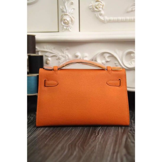 Replica Borse Hermes Kelly Pochette in pelle arancione Epsom Imitazioni Replica perfette Borse Hermes Kelly Pochette in pelle arancione Epsom