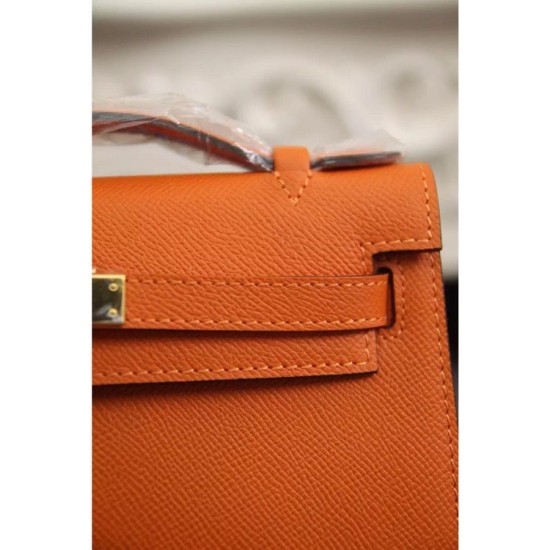 Replica Borse Hermes Kelly Pochette in pelle arancione Epsom Imitazioni Replica perfette Borse Hermes Kelly Pochette in pelle arancione Epsom