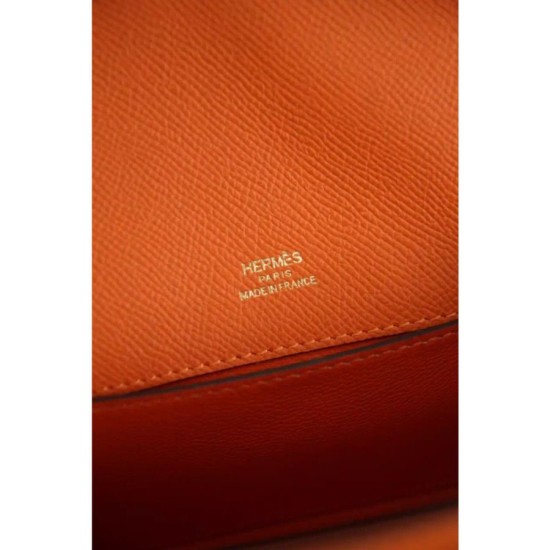 Replica Borse Hermes Kelly Pochette in pelle arancione Epsom Imitazioni Replica perfette Borse Hermes Kelly Pochette in pelle arancione Epsom