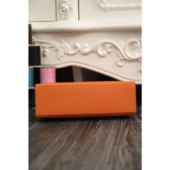 Replica Borse Hermes Kelly Pochette in pelle arancione Epsom Imitazioni Replica perfette Borse Hermes Kelly Pochette in pelle arancione Epsom
