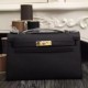 Replica Borse Hermes Kelly Pochette in pelle nera Epsom Imitazioni Replica perfette Borse Hermes Kelly Pochette in pelle nera Epsom