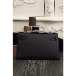 Replica Borse Hermes Kelly Pochette in pelle nera Epsom Imitazioni Replica perfette Borse Hermes Kelly Pochette in pelle nera Epsom