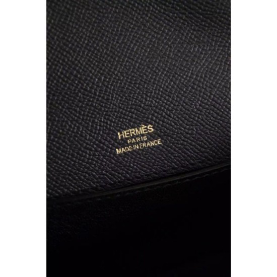 Replica Borse Hermes Kelly Pochette in pelle nera Epsom Imitazioni Replica perfette Borse Hermes Kelly Pochette in pelle nera Epsom