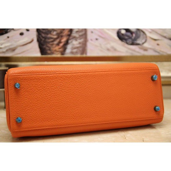 Replica Borsa Kelly Hermes 28cm 32cm arancione Pelle Clemence Borsa Kelly Hermes 28cm 32cm arancione Pelle Clemence imitazioni perfette