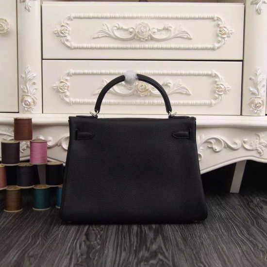 Replica Borsa Kelly Hermes 28cm 32cm Nero Pelle Clemence Borsa Kelly Hermes 28cm 32cm Nero Pelle Clemence imitazioni perfette